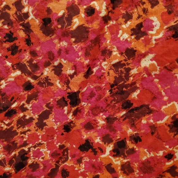 Ann Taylor Sleeveless Blouse with Ruffles, Petite 14P,  Red Orange Abstract - Picture 8 of 8